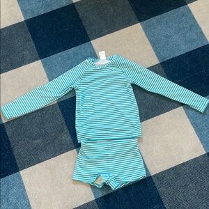 Hanna Andersson Blue and White Rashguard Swim Set